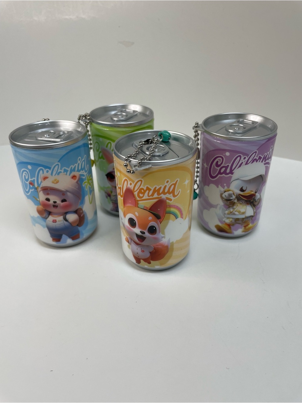 Wet Wipes Keychain - Assorted Pastel Colors Cans. Set of 4 - Picture 2 of 3
